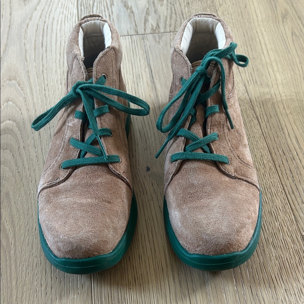 UGG Tan Suede Shoes with Teal Accents